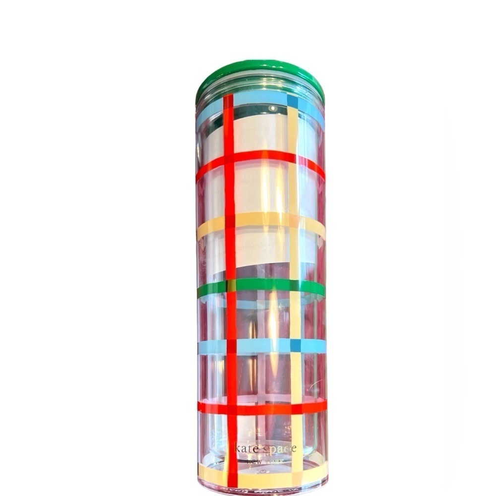 Kate Spade New Double Wall 16 Oz. Travel Tumbler in Holiday Plaid​​​​